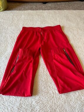 ZYIA Active Red Drawstring Joggers with Gold Tips